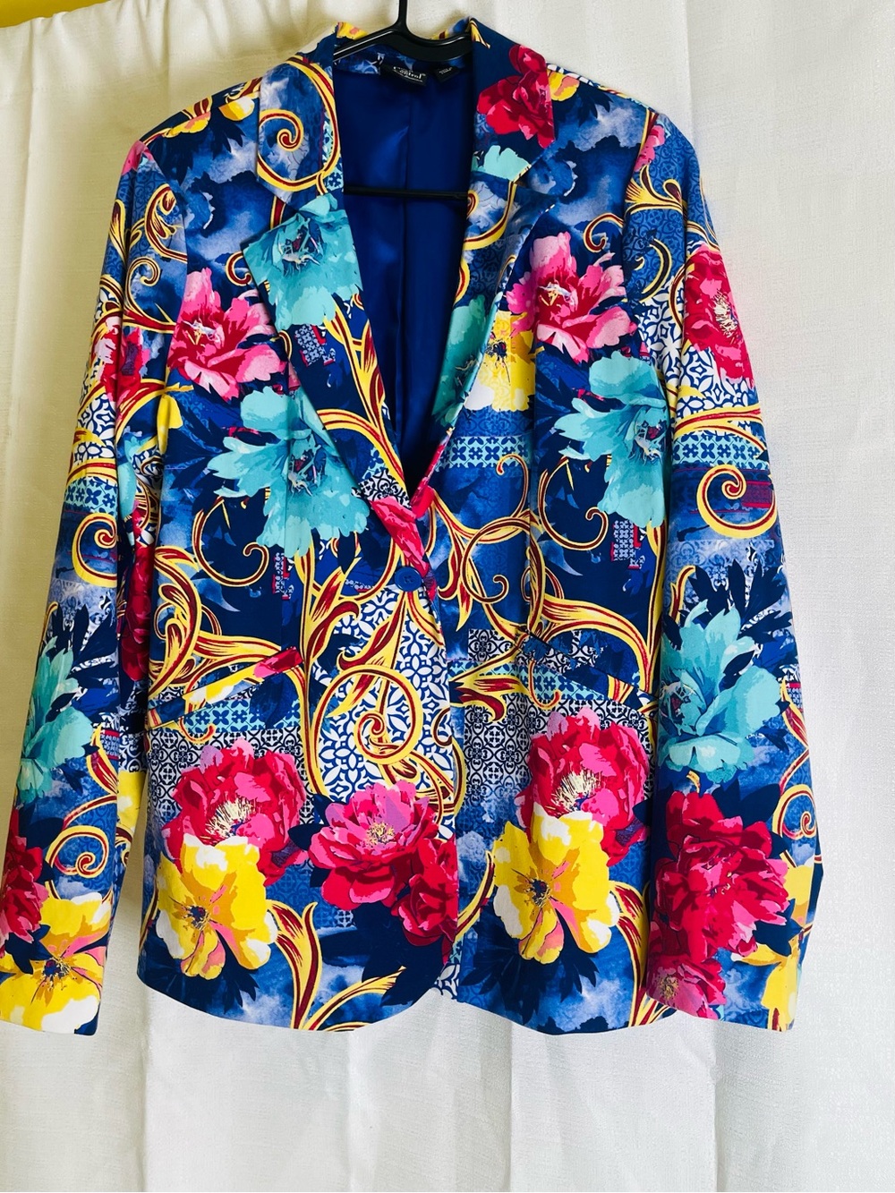 Women with Control Floral Print Blue Women's Blazer - Statement Jacket